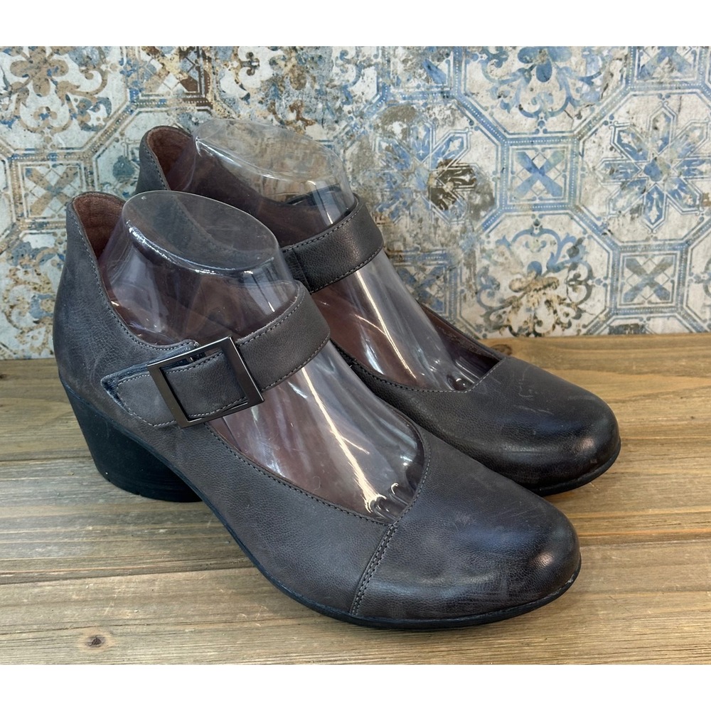 Dansko Mary Jane Block Heel Pumps Womens 39 / 8 Grey Leather